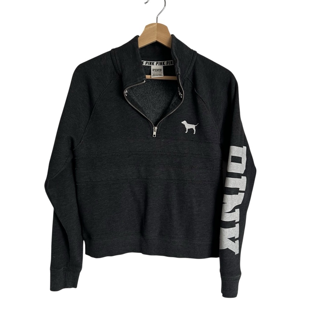PINK Victoria's Secret Charcoal Grey Cropped Quarter Zip sweater - XS